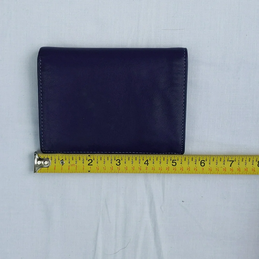 Vera Pelle Purple Multicolor Tri-fold Wallet - Picture 9 of 11